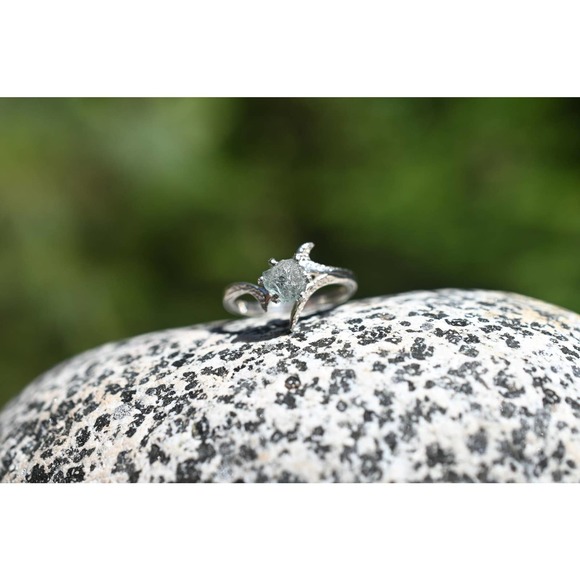 Natural Sapphire Ring, Raw Sapphire Ring, Engagement Ring, Rough Sapphir… - Picture 2 of 4